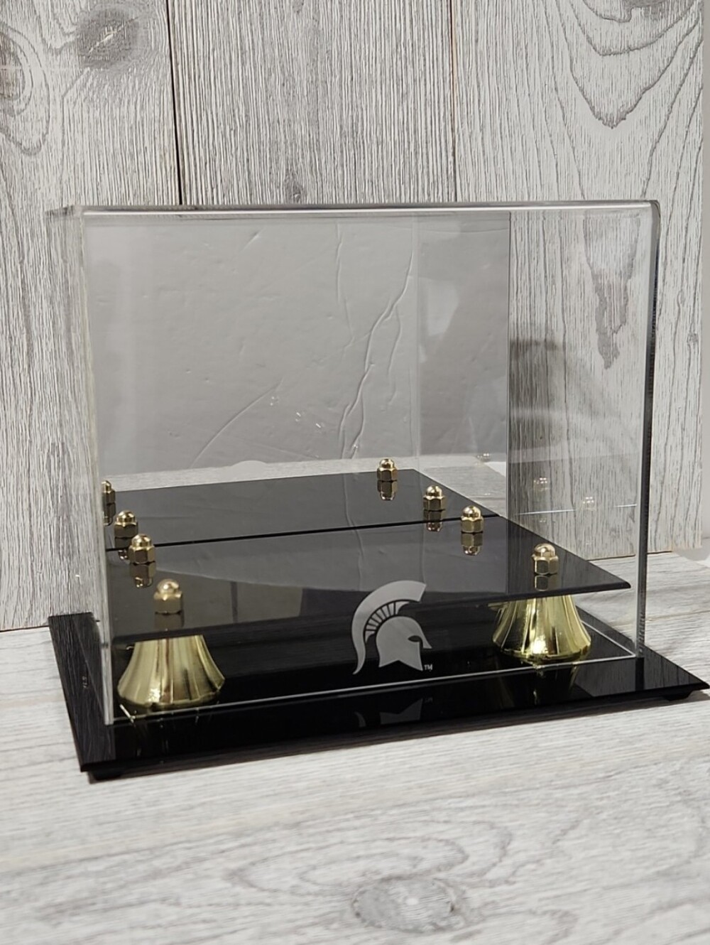 Michigan State Spartans Free Standing Golden Classic Mini Helmet Display Case